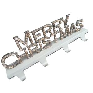 Merry Christmas Stocking Holder Made In India Four Hangers Upcycled Seashells